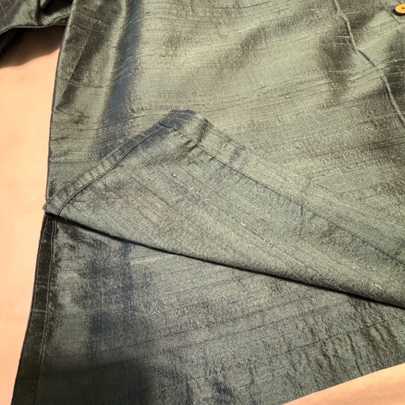 Anii By Natural Vintage - Turquoise Long-Sleeve Button Top - 100% Pure Silk - XL - Picture 7 of 9